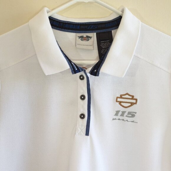 Harley-Davidson 115 Year Anniversary Women's Short Sleeve Polo Shirt Size Large - Picture 2 of 8